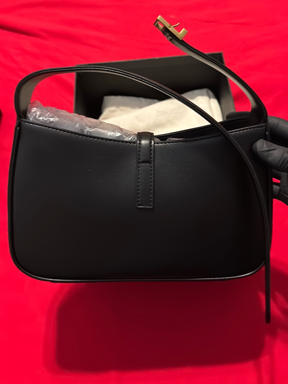 Saint Laurent Black Leather Shoulder Bag with Gold YSL Hardware - Picture 3 of 6
